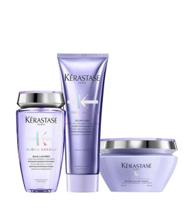 Pack-Trio Blond Absolu Bain Lumiere, Fondant Cicaflash y Masque Ultra Violet de Kerastase