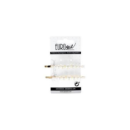 Clip Dorado Largo con Perlas Surtidas Eurostil 2ud
